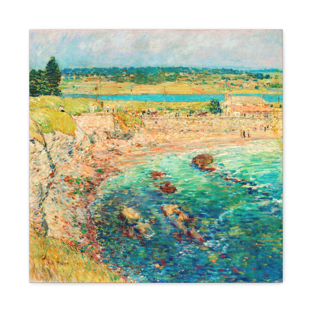 Coastal Impressionist Matte Stretched Canvas — “Bailey’s Beach, Newport” Seaside Wall Art