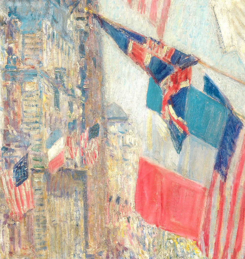Patriotic Flags Cityscape Matte Canvas Print — "Allies Day, May" Stretched 1.25"  for home wall decor