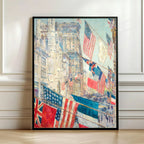 Patriotic Flags Cityscape Matte Canvas Print — "Allies Day, May" Stretched 1.25"  for home wall decor