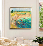 Coastal Impressionist Matte Stretched Canvas — “Bailey’s Beach, Newport” Seaside Wall Art