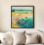 Coastal Impressionist Matte Stretched Canvas — “Bailey’s Beach, Newport” Seaside Wall Art