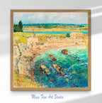 Coastal Impressionist Matte Stretched Canvas — “Bailey’s Beach, Newport” Seaside Wall Art