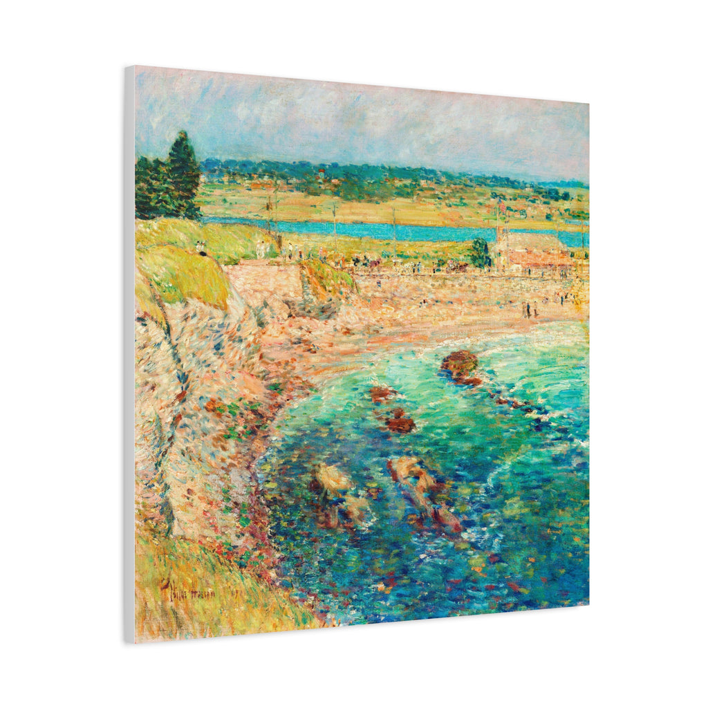 Coastal Impressionist Matte Stretched Canvas — “Bailey’s Beach, Newport” Seaside Wall Art
