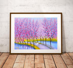 Flowery Road - Art painting Acrylic on canvas Home decor 80x110cm